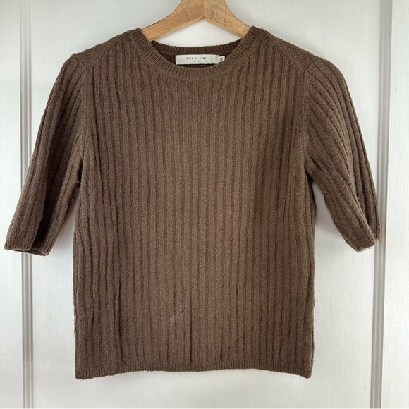 7115 BY SZEKI - MOLLY RIBBED KNIT SHORT-SLEEVE MERINO WOOL TSHIRT - Picture 3 of 6